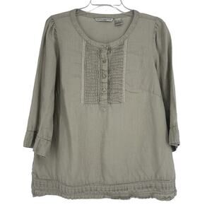 Peter Martin Beige Linen Top Lagenlook Pintuck Pleat Cottagecore Prairie…